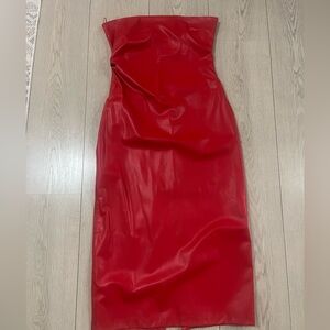 ZARA RED LEATHER DRESS